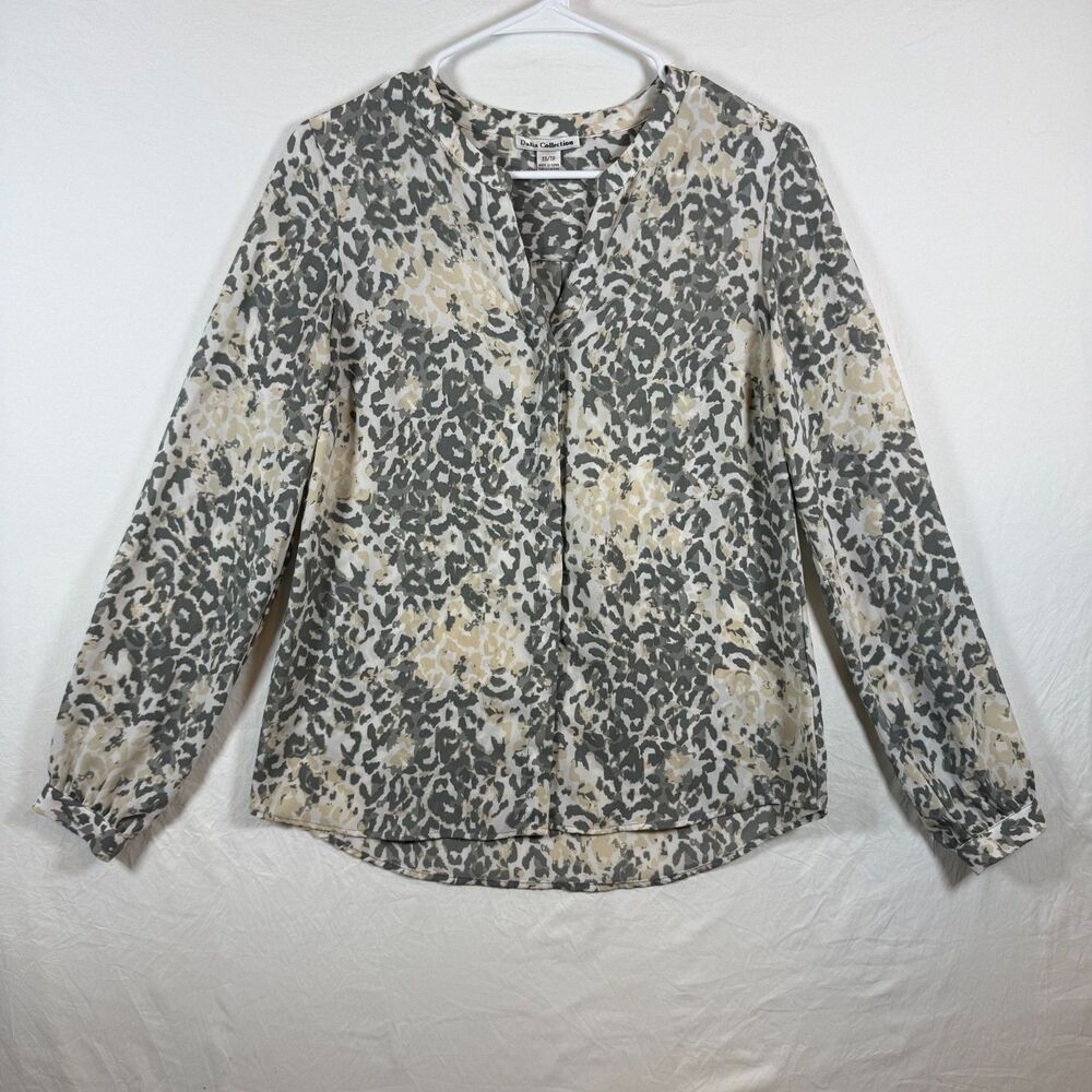 Dalia Collection Leopard Print Blouse Long Sleeve Size XS